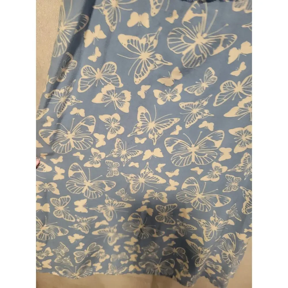 Art Class Girls Large 10/12 Lace Trim‎ Blue White Butterfly Dress M Summer Beach